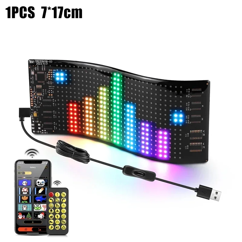 

Светодиодная Панель Devil Eyes Для Автомобильного Лобового Стекла, USB-перезаряжаемая, С Анимационным Дисплеем, DIY-управлением