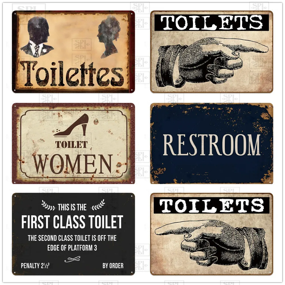 

Toilet Metal Tin Signs Warning Metal Posters Plate Pub Bar Sign Rustic Metal Wall Plaque Garage Bar Home Wall Decor Metal Sign