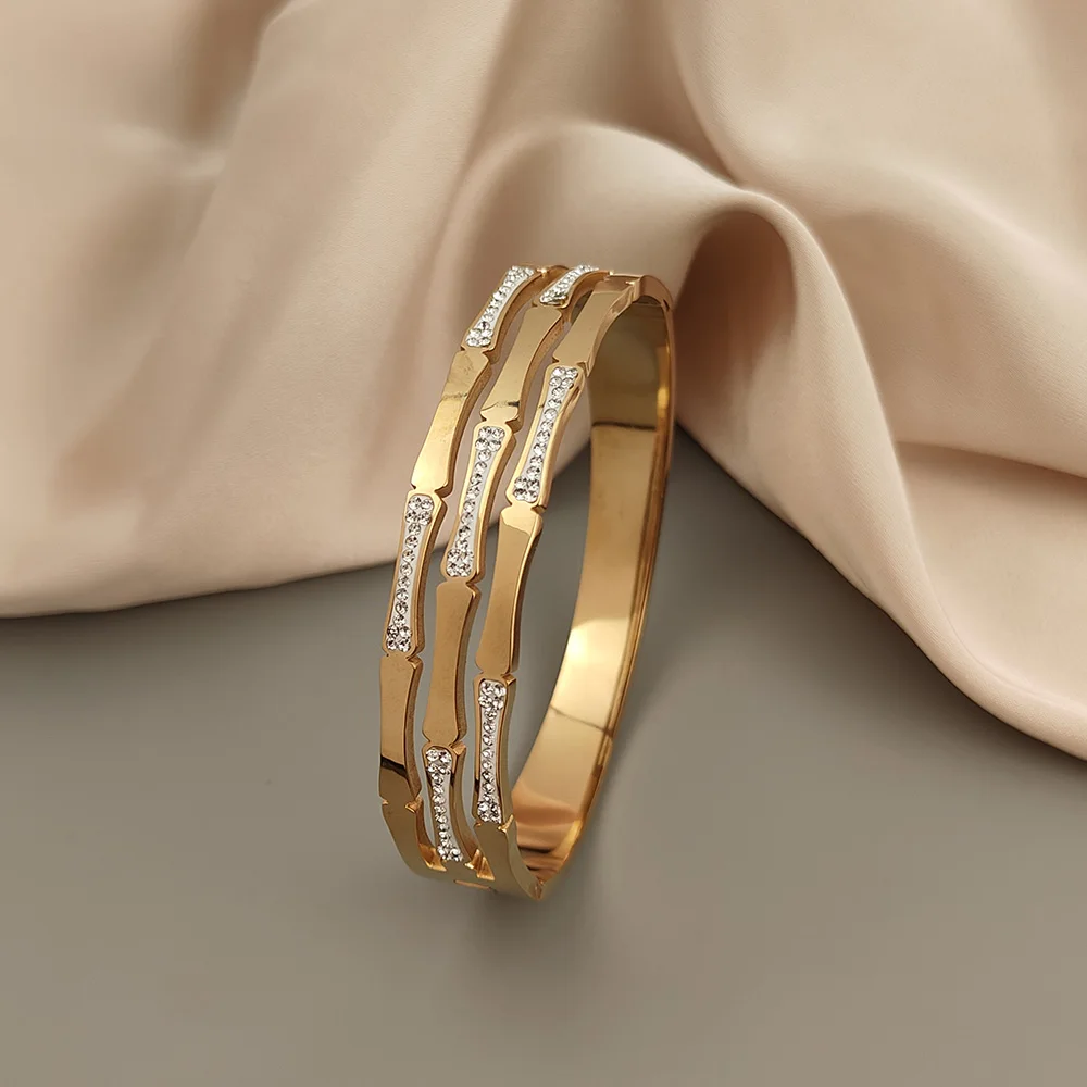 Оригинальный дизайн браслет из нержавеющей стали с золотым покрытием и водяным