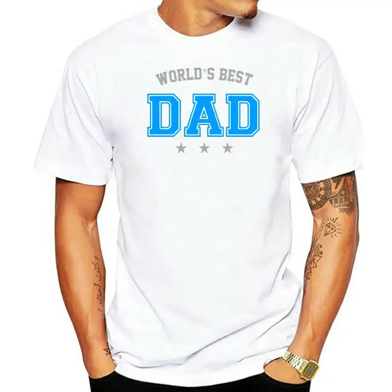 

WORLDS BEST DAD Mens T-Shirt S-3XL Worlds Fathers Day Gift Present Printed 2022 fashion t shirt 100% cotton tee shirt