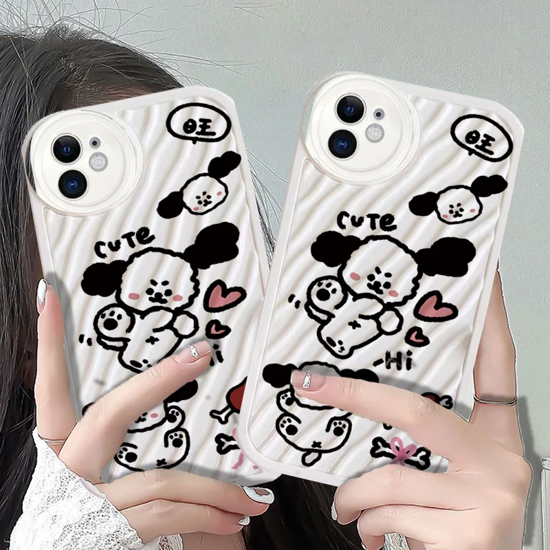 

Water Ripple Lovely Cartoon Dog Phone Case For iPhone 14 13 12 11 Pro Max Mini XS Max XR 7 Plus SE2022 SE3 Protection Back Cover