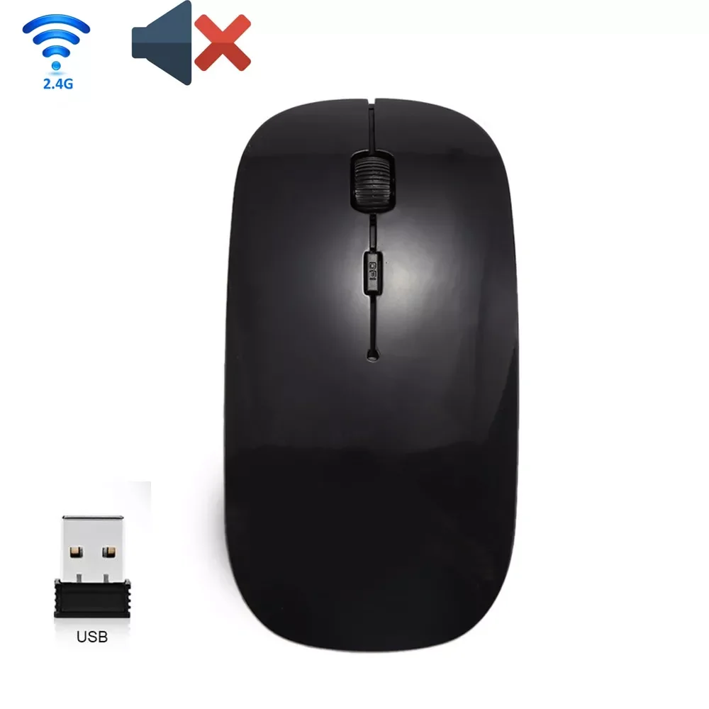 Беспроводная мини-мышь, эргономичная Бесшумная для ПК, ноутбука, оптическая компьютерная мышь 2,4G, USB-приемник, беспроводные аксессуары s 1600 т...