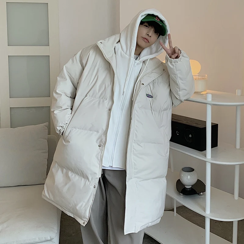 Winter Jacket Men Warm Fashion Oversized Long Down Jacket Men Korean Loose Thick Hooded Long Coat Mens Parker Overcoat -2XL