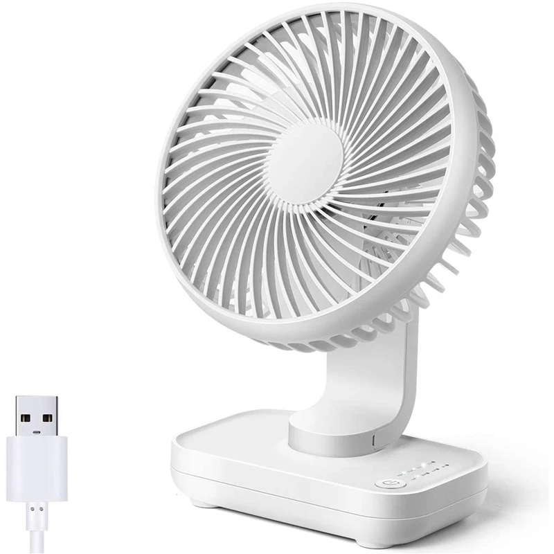 

USB Desk Fan, Rechargeable Battery Operated, Mini Portable Fan, with Strong Airflow Quiet Operation White Colour