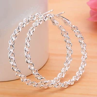 new trendy geometric zinc alloy sliver color hoop earrings for women wedding engagement luxury jewelry e060
