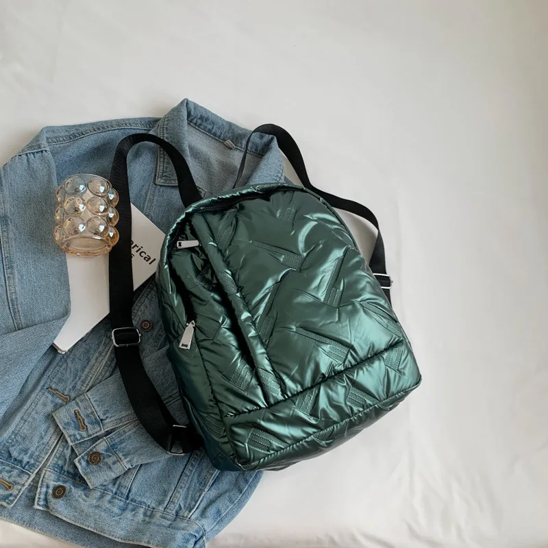 Winter Shoulder Backpacks Space Padded Down Fashion Large Capacity Backpack Female Cotton Quilted School Bag Mochilas Femininas