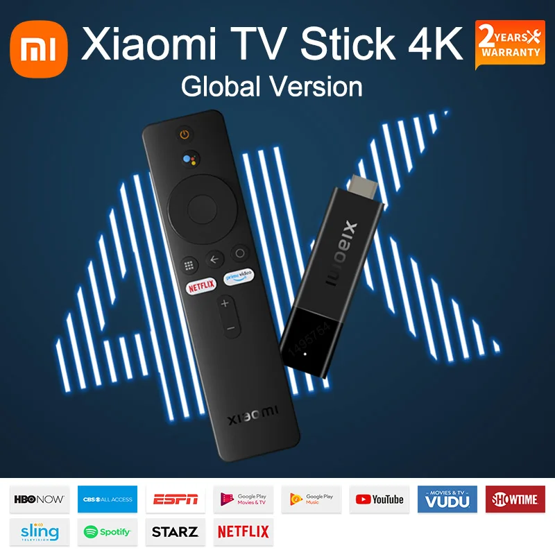 10000 Xiaomi Mi TV Stick 4K Android 11 Dongle Портативный потоковый медиа Dolby атмосферs BT5.0 Google Assistant