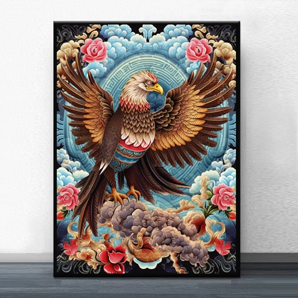 

Алмазная живопись с орлом, картина с животными, цветами, искусственная мозаика, Набор для вышивки, домашний декор, EE3793