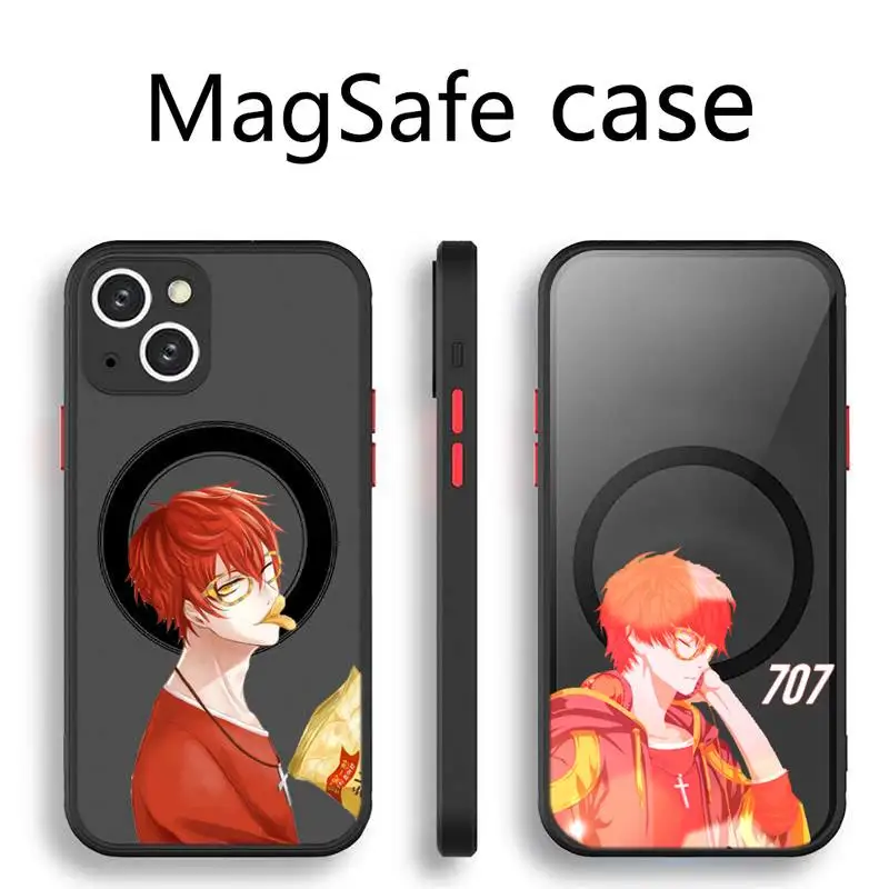 

anime 707 Mystic Messenger Phone Case Transparent Magsafe Magnetic Magnet For iPhone 13 12 11 Pro Max Mini Wireless Charging