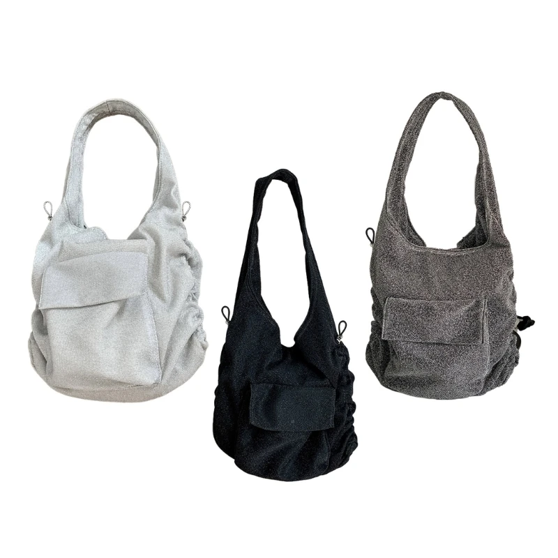 

Fashion Forward Pleated Shoulder Bag Drawstring Tote Bags Large Handbag for Individuals