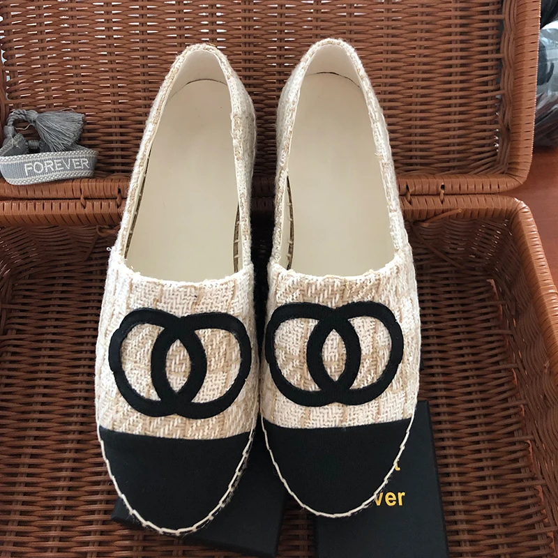 2023 New Beige Color Cloth Fisherman Shoes Slip On Breathable Flax Women's Flats Outdoor Travel Loafers Autumn Winter