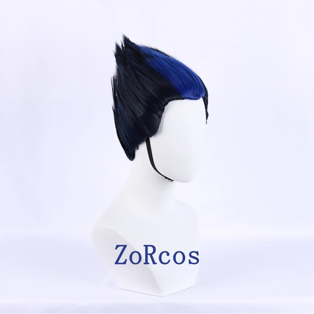 Game Valorant Yoru Cosplay Wig Short Dark Blue Wigs Heat Resistant Synthetic Hair Halloween Role Play + Cap |