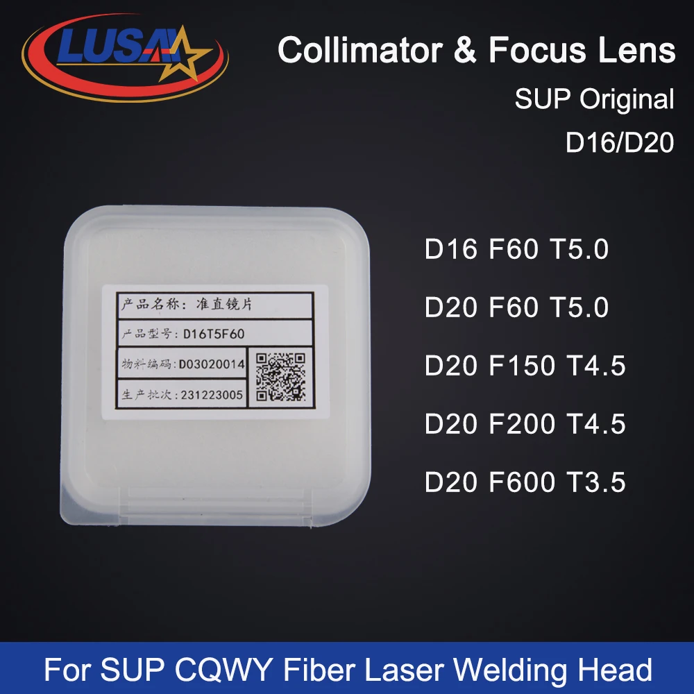 

Оригинальная лазерная коллиматорная линза LUSAI SUP CQWY, фокусирующая линза D16D20 F60-F800 для SUP20S/T SUP21T SUP23S/T SUP22C, сварка/прозрачный захват