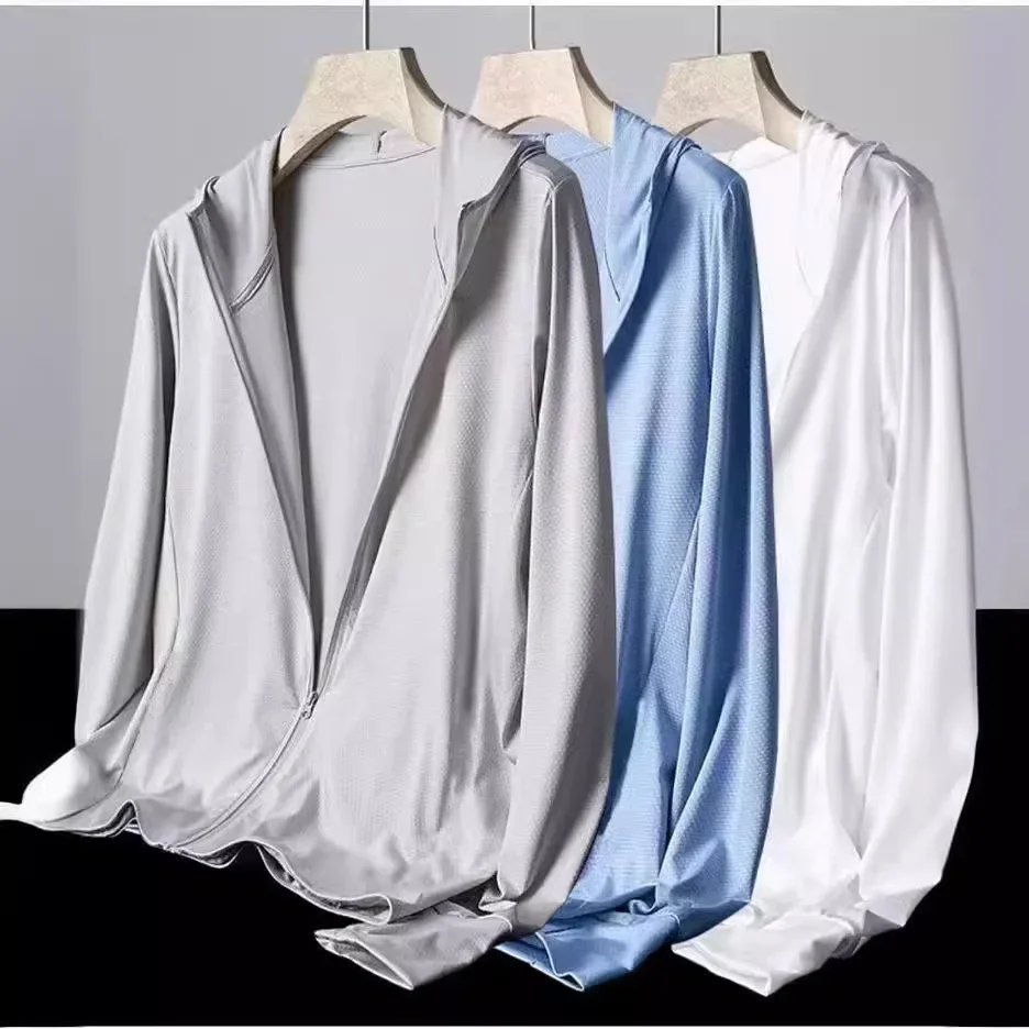 Мужская сетчатая солнцезащитная одежда дышащий ледяной шелк тонкий стиль