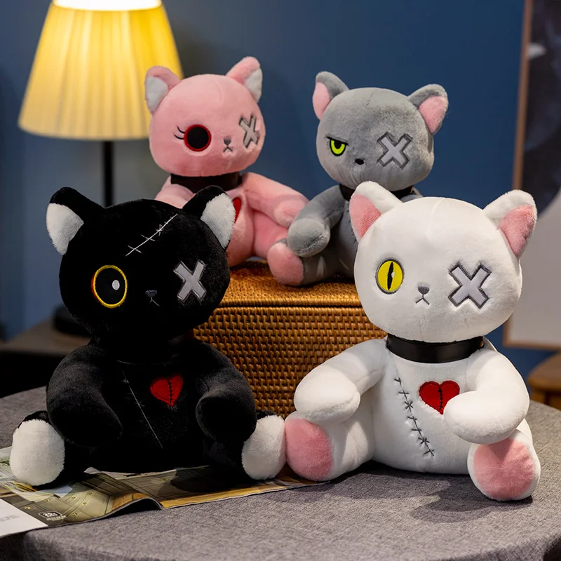 

Kawaii аниме мультфильм темная серия Кот игрушка Сердце Кот кукла готический рок стиль плюшевая детская игрушка домашнее украшение подарок на Хэллоуин