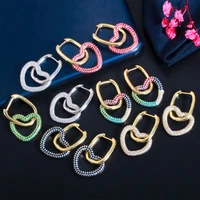 zirconia yellow gold color love heart shape hoop earrings trendy women aesthetic boho jewelry accessoires