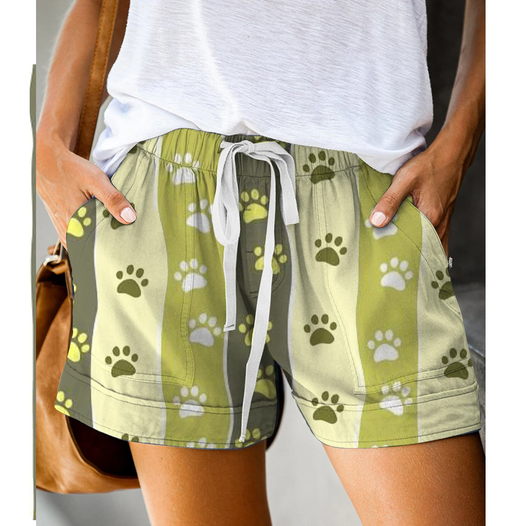Women Loose Light and Skin Friendly Pockets Mini Shorts for Beach Summer Plus Size Pants Drawstring Elastic Waist Female Trouser