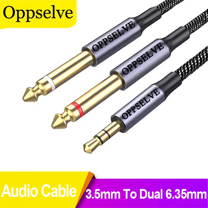 

3.5mm To Dual 6.35mm Adapter Jack Audio Cable For CD Player Amplifier Smartphone 3.5 mm Stereo Y-Splitter For MP3 Tablet Speaker