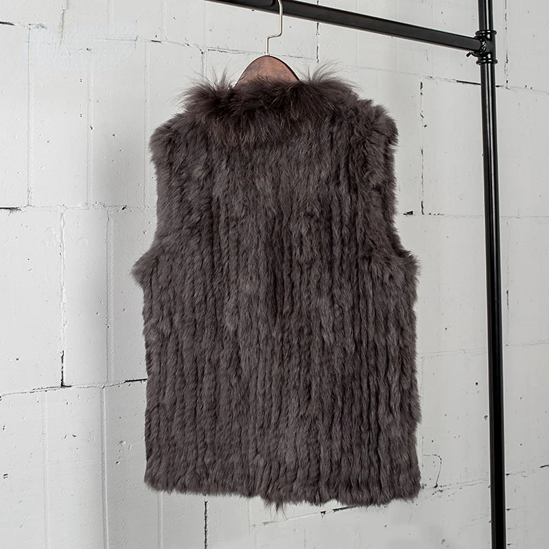 VT7008 Бесплатная доставка женский жилет из натурального кроличьего меха с