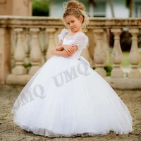 white glitter tulle aline toddler flower girl dresses cap birthday costumes wedding photography gown customised first communion