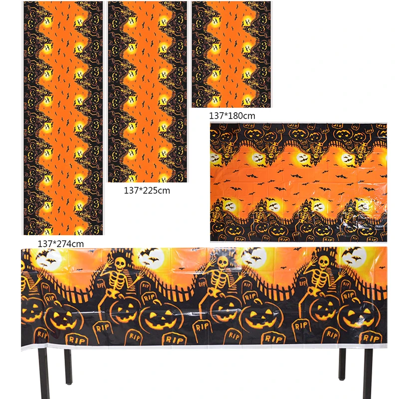 

3 Sizes Halloween Pumpkin Skull Bat Disposable Tablecloth For Home Dinner Party Decor SuppliesTable Cover Rectangle Desk Cloth