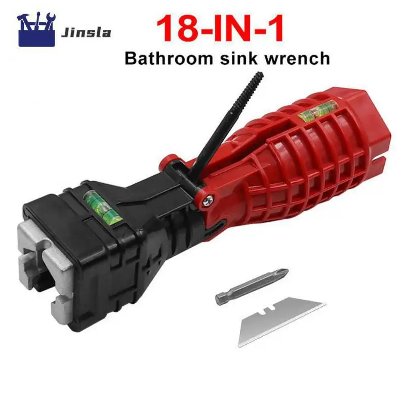 

Faucet And Sink Installer Hook Long Tackle For Plumbers Multipurpose High Carbon Steel Faucet Wrench Water Pipe Spanner 18 In 1