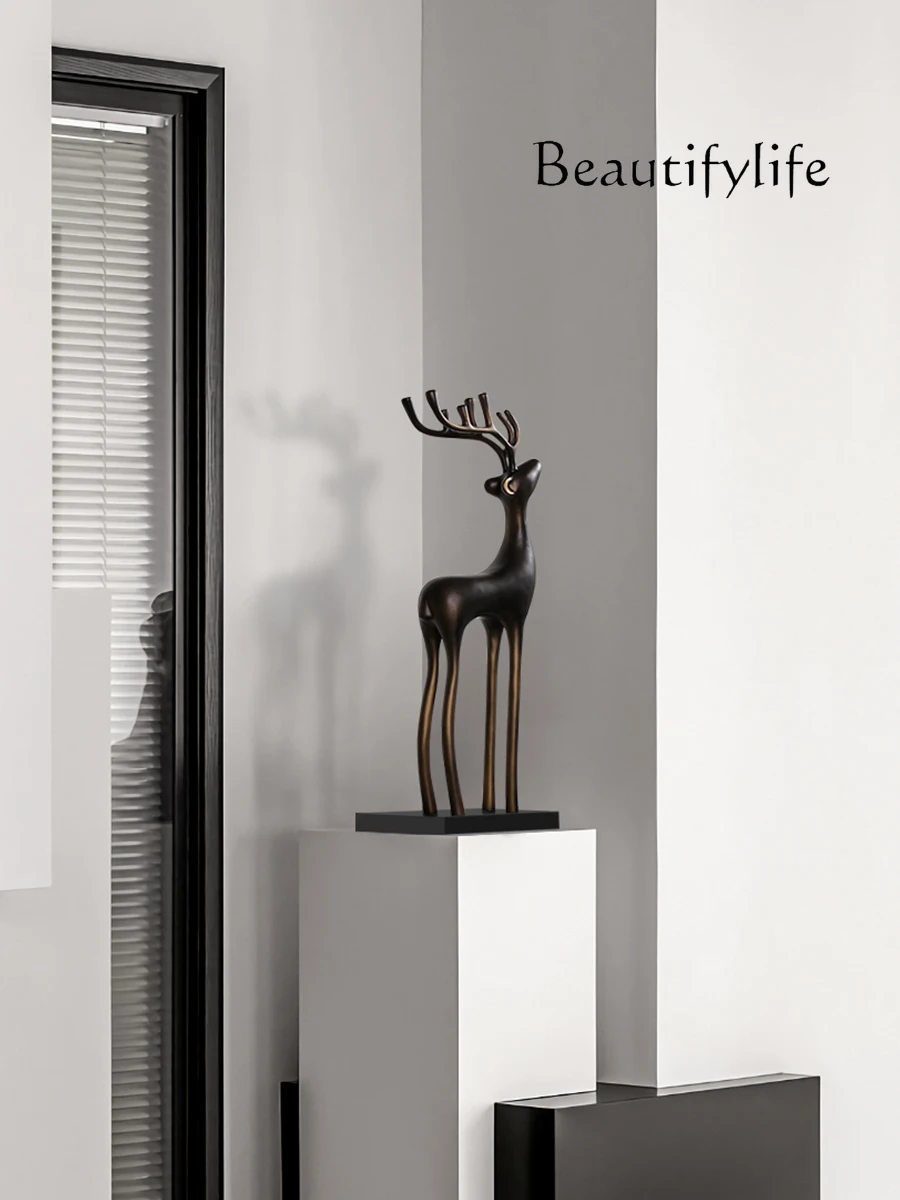 Lucky Deer украшение отеля гостиная вход дома свет роскошная деревянная скульптура