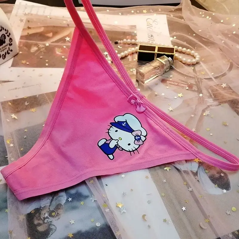 

Sanrio Cute Cartoon Hellokitty Thong Ladies Underwear Pure Cotton Sexy Kawaii Anime One Belt T Pants Girls Birthday Gift New
