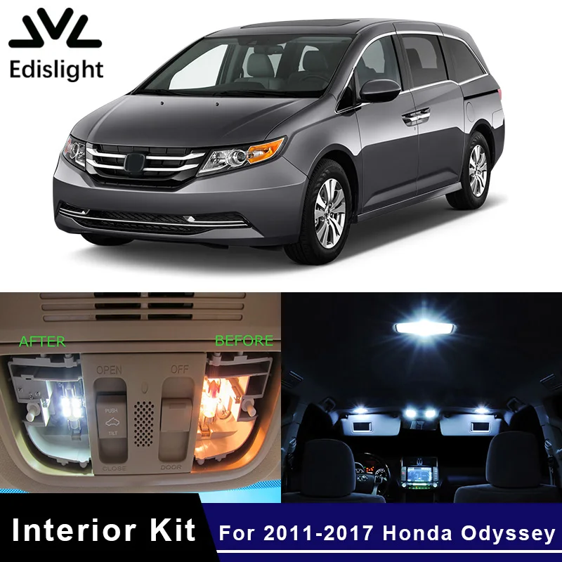 

15Pcs White Ice Blue Canbus LED Lamp Car Bulbs Interior Package Kit For 2011-2017 Honda Odyssey Map Dome Door Light