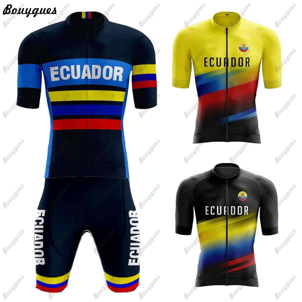 

New Team Ecuador Bold Men Short Sleeve Cycling Jersey Set Breathable Racing Sport Bicycle Jersey outdoor sport Short Bike Jersey