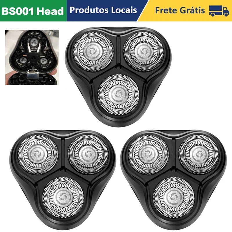 BS001 Black Stone Replacement head Electric Shaver Men's Razor 3D Floating Blade Head, Removable Blade Wash 5