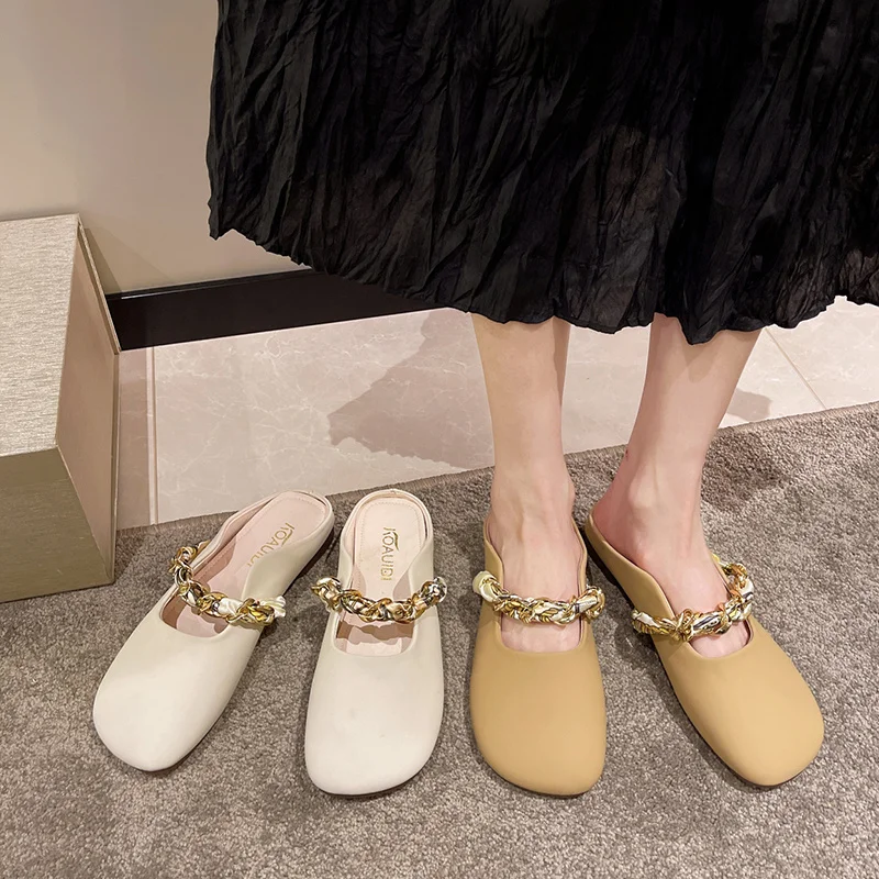 

Shoes Woman 2022 Female Slippers Low Platform Cover Toe Loafers New Flat Basic Slides PU Spring Loafers Shoes Woman 2022 Female