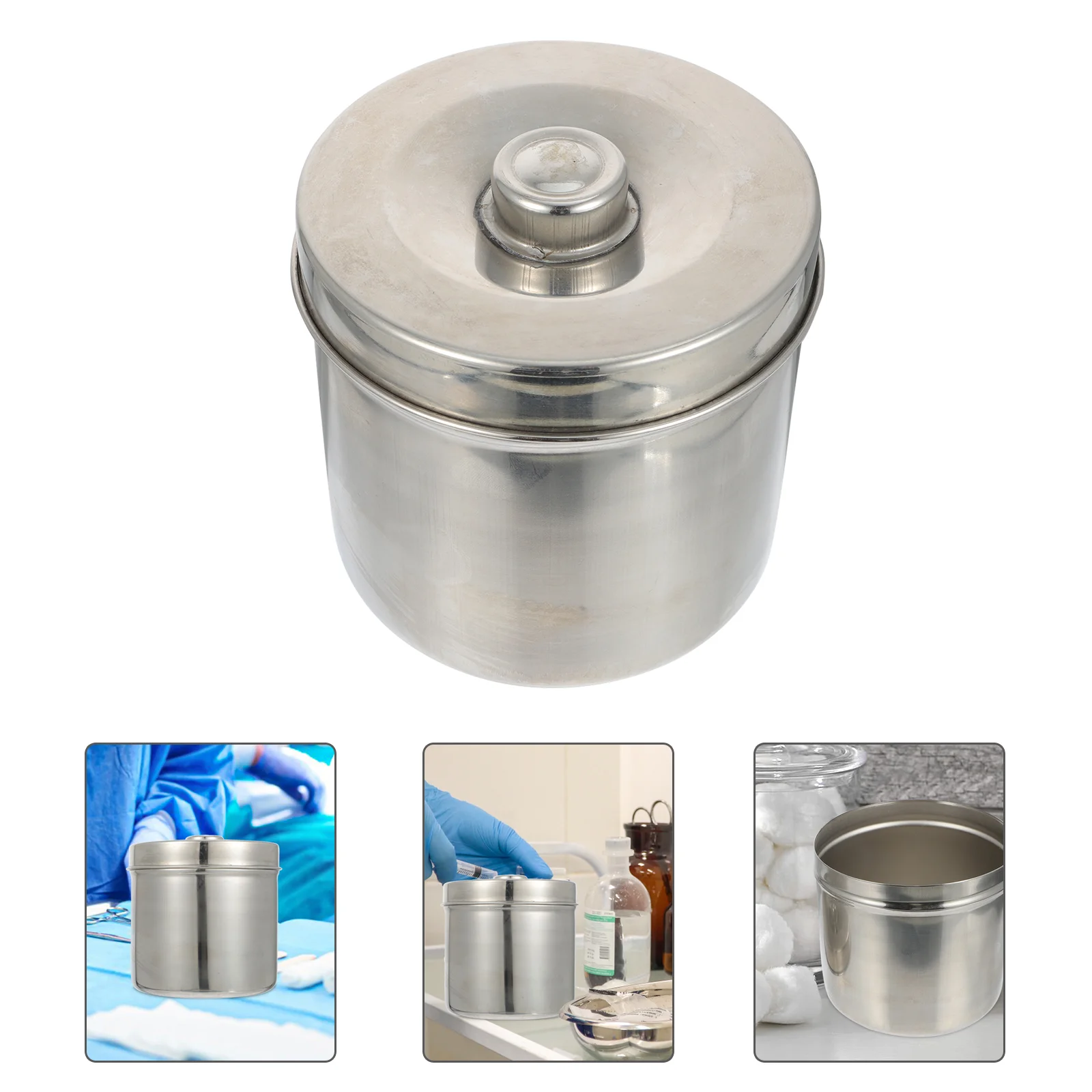 

Stainless Steel Ointment Jar Box Gauze Storage Container with Lid