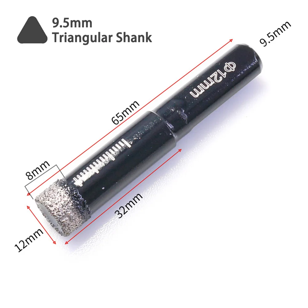 

6-12mm Brazed Diamond Drilling Bit Dry 9.5mm Triangular Shank Hole Opener For Drilling Granite Marble Masonry Concrete Tile