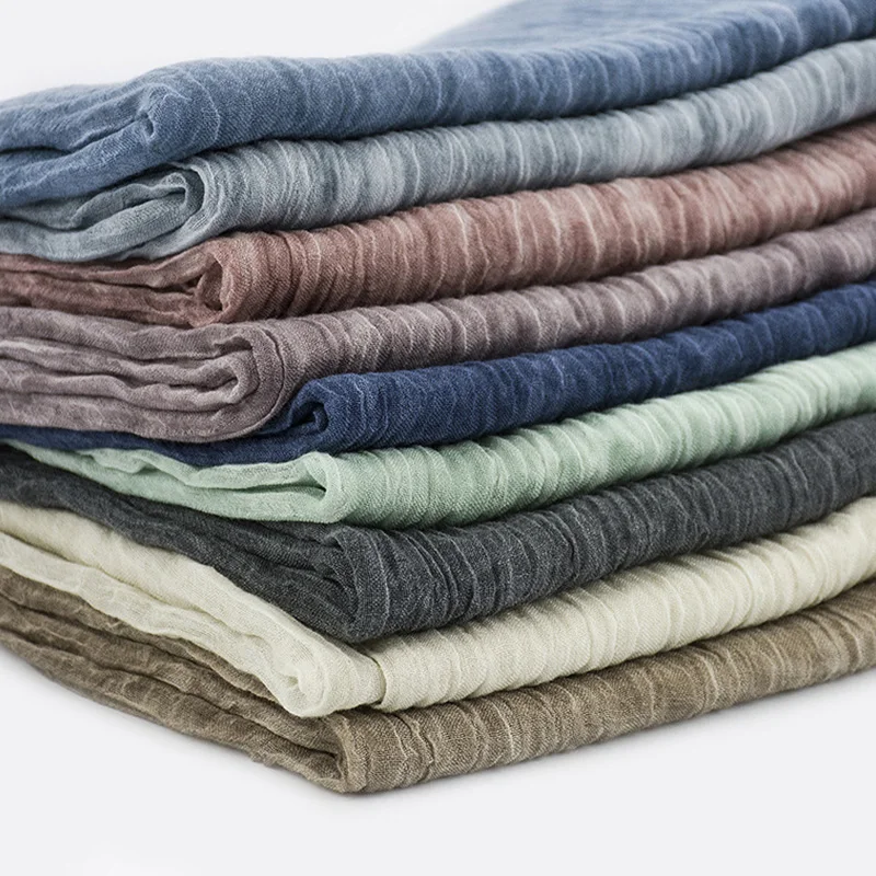 

Solid Color Long Tassel Scarves Cotton Linen Pleated Men Scarf Unisex Style Winter Scarf Autumn Warm Soft Vintage Casual Shawls