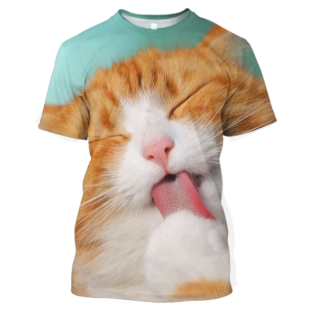 

Jumeast Men 3D Graphic T Shirt Oversized Printed T Shirts For Men Clothing Loose Breathable Cute Pet Orange Lazy Cat Streetwear