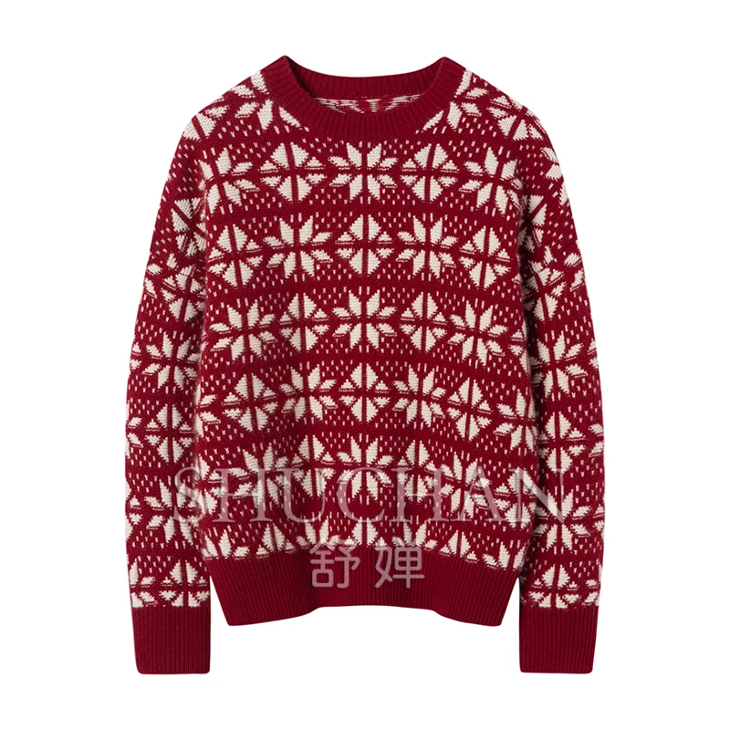 Новинка 100% кашемировые женские пуловеры со снежинками зимняя женская одежда