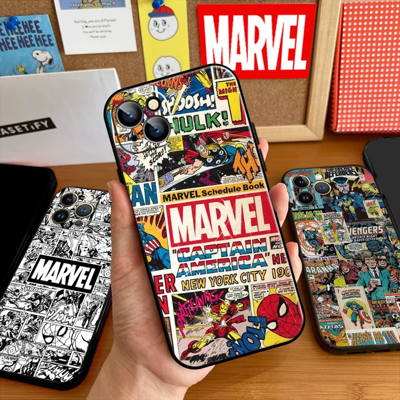 

Marvel Avengers comics For iPhone 13 12 11 Pro Max 12 13 Mini X XR XS Max 6 6s 7 8 Plus Phone case liquid silicone funda coque