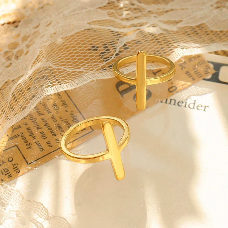 

jewelry Metal Gold Plated Stainless Steel Cross Rings for Women Men Fashion Simple Finger Rings Party Jewelry Gift