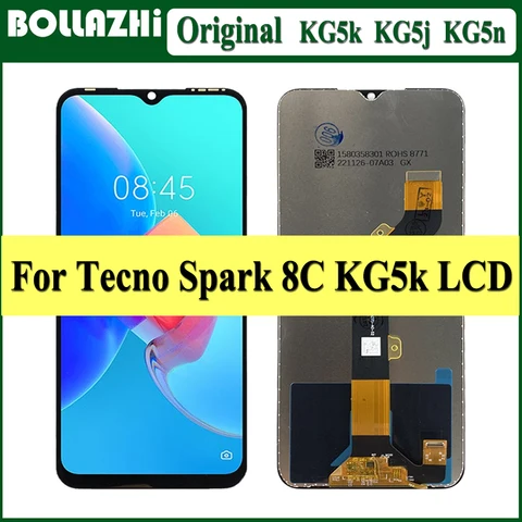 Оригинальный экран 6,6 дюйма для Tecno Spark 8C KG5k KG5j KG5n, ЖК-дисплей, дисплей с дигитайзером в сборе для замены ЖК-дисплея Spark8C
