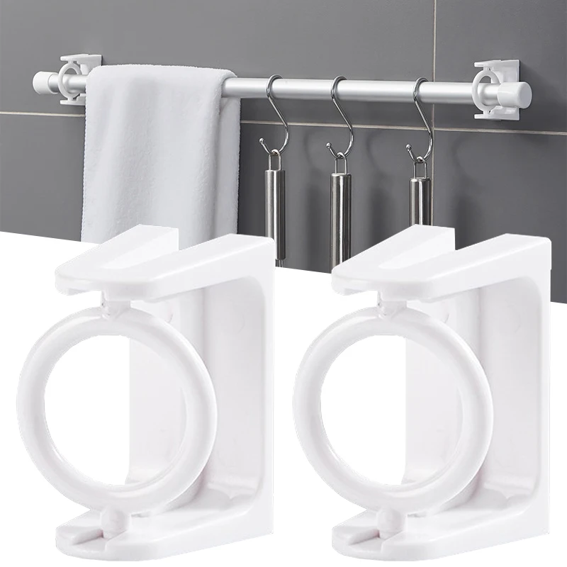 

Hooks Clamp Hook Kitchen Clothes Curtain Rod Rail Ring 2/4pcs Shower Holder Bracket Rod Hanging Self Curtain Adhesive Punch-free