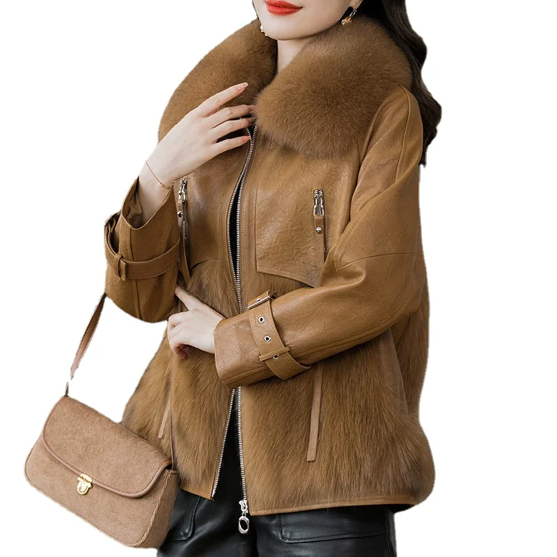 Thickened Faux Fur Coat Women's Short Fox Fur Collar 2022 Winter Warmth Fashion Jackets Casacos Femininos Inverno 2022