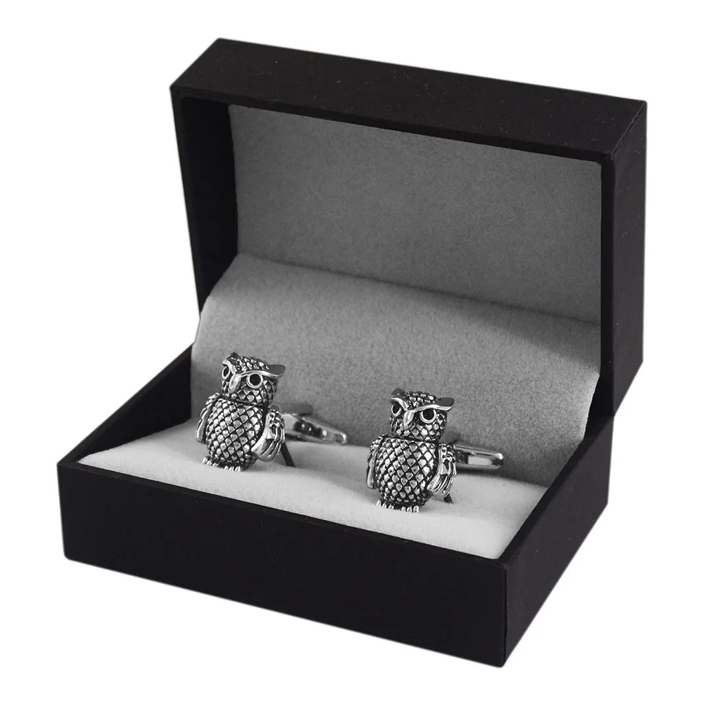 Забавные мужские запонки в виде совы NVT французская рубашка серебристого цвета с