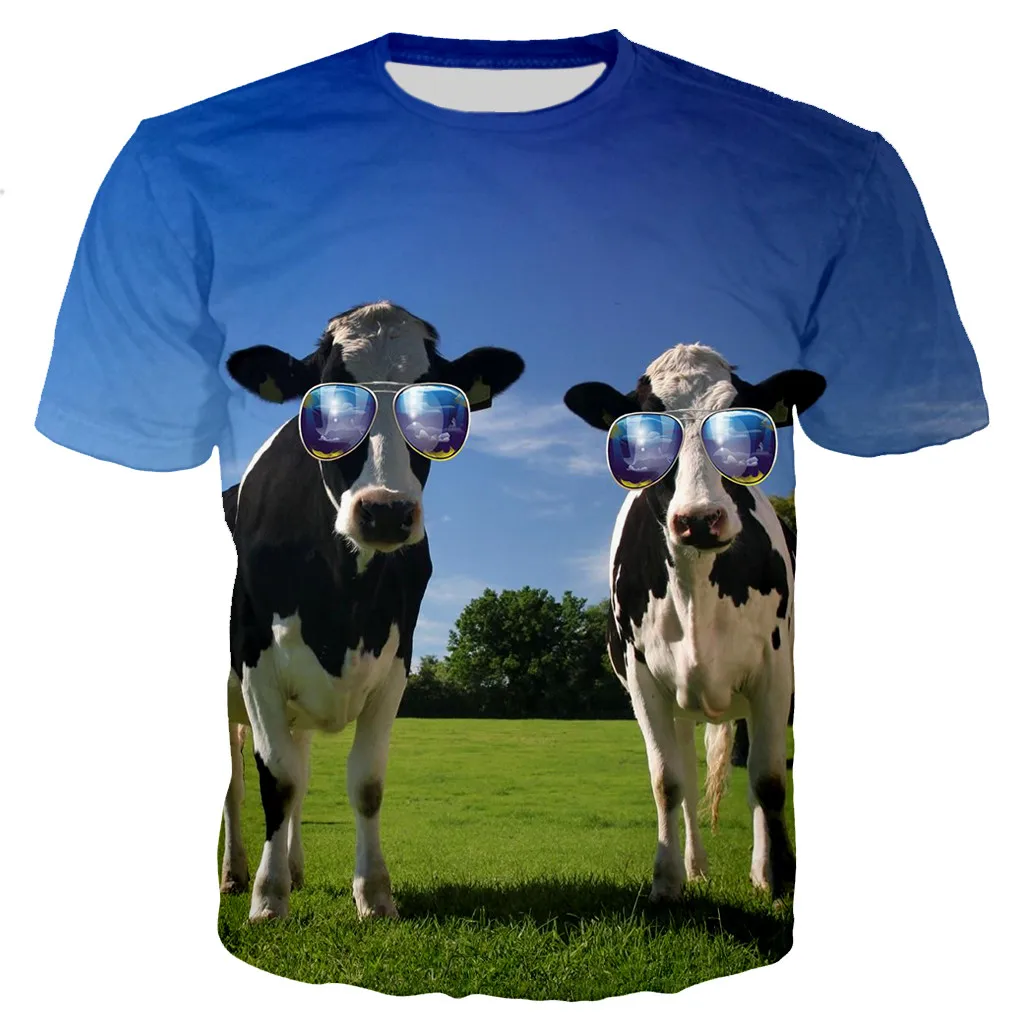 Tshirts 3D Print Funy Cows Grassland Summer T Shirt Fashion Kids Casual Boys Girls Kawaii Round Neck Hip Hop Tshirt Tops Clothes