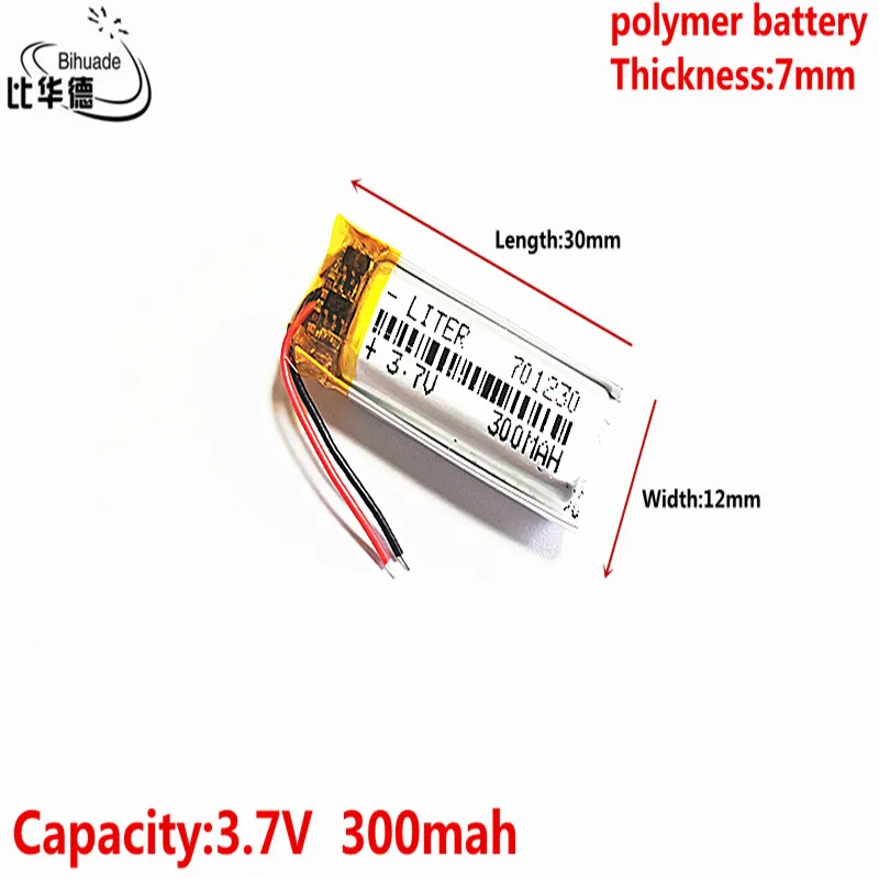 3.7V 300MAH 701230 Lithium Polymer LiPo Rechargeable Battery For Mp3 headphone PAD DVD bluetooth camera AirPods Pro battery
