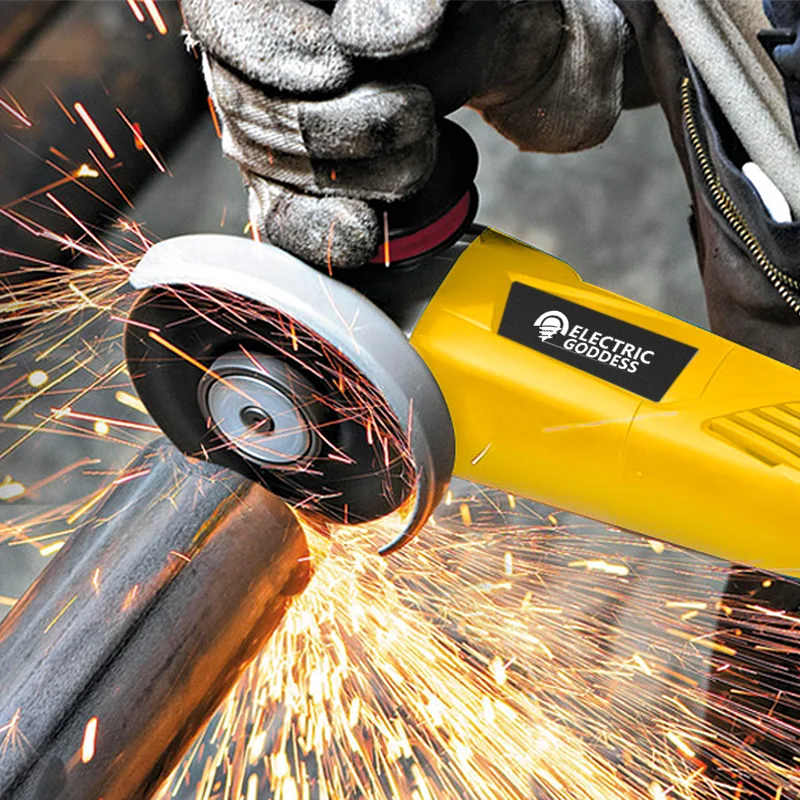 Беспроводная Желтая Угловая Шлифовальная Машина 125 Мм 9000 Об/мин Бесщеточный