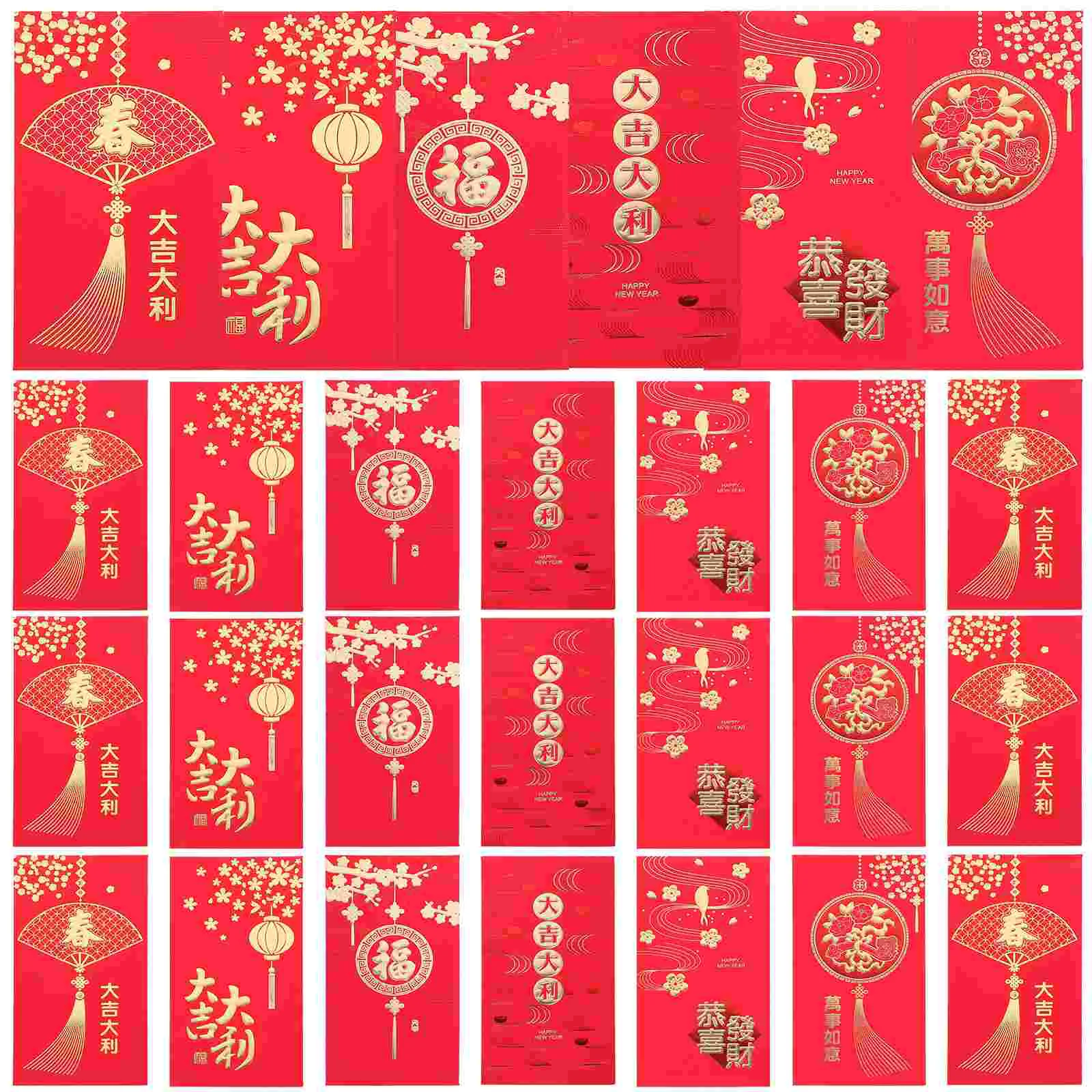 

36 Pcs 2020 New Year Money Envelope Chinese Style Red Paper Long Lucky Gift Envelopes