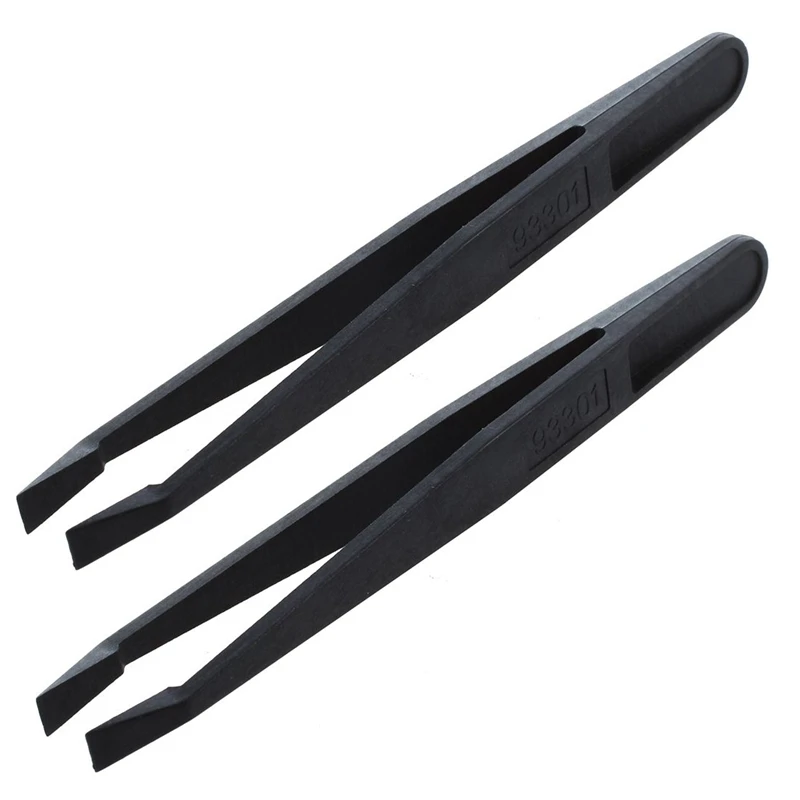 

BEST2X Manual Tool Black Plastic Flat Tip Anti-Static Tweezers