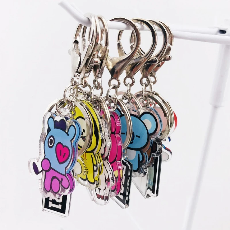 

New BT21 Kawaii Cartoon series Creative cute Yan value girl key chain children student schoolbag couple backpack pendant gift