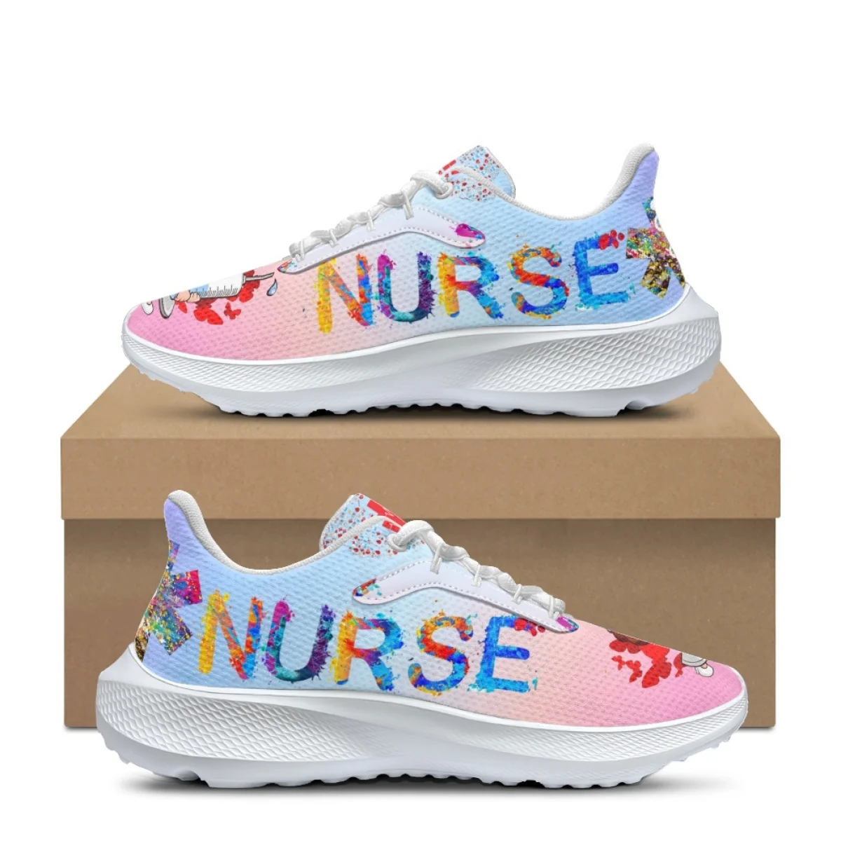 

NURSE Design Women's Running Sneakers Lightweight Flats Shoes Unisex Outdoor Casual Walking Footwear for Man Tennis Shoes 2023